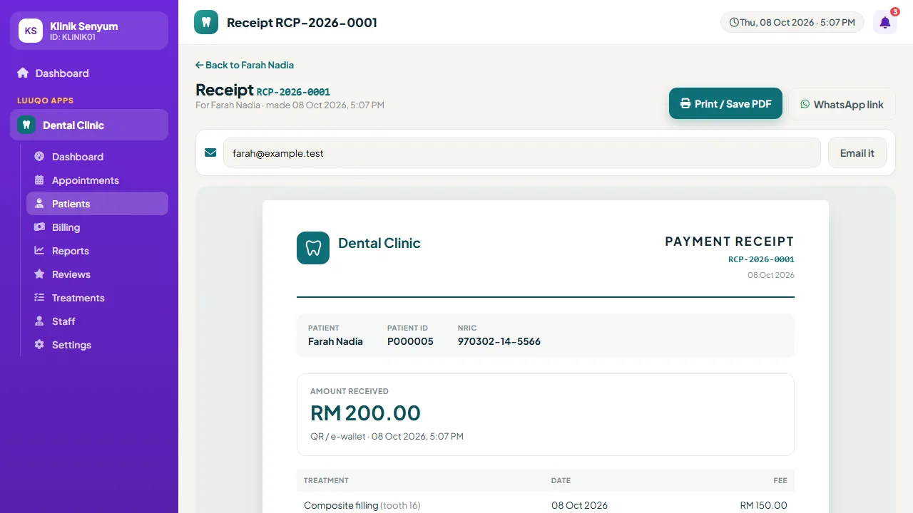 Receipts by link