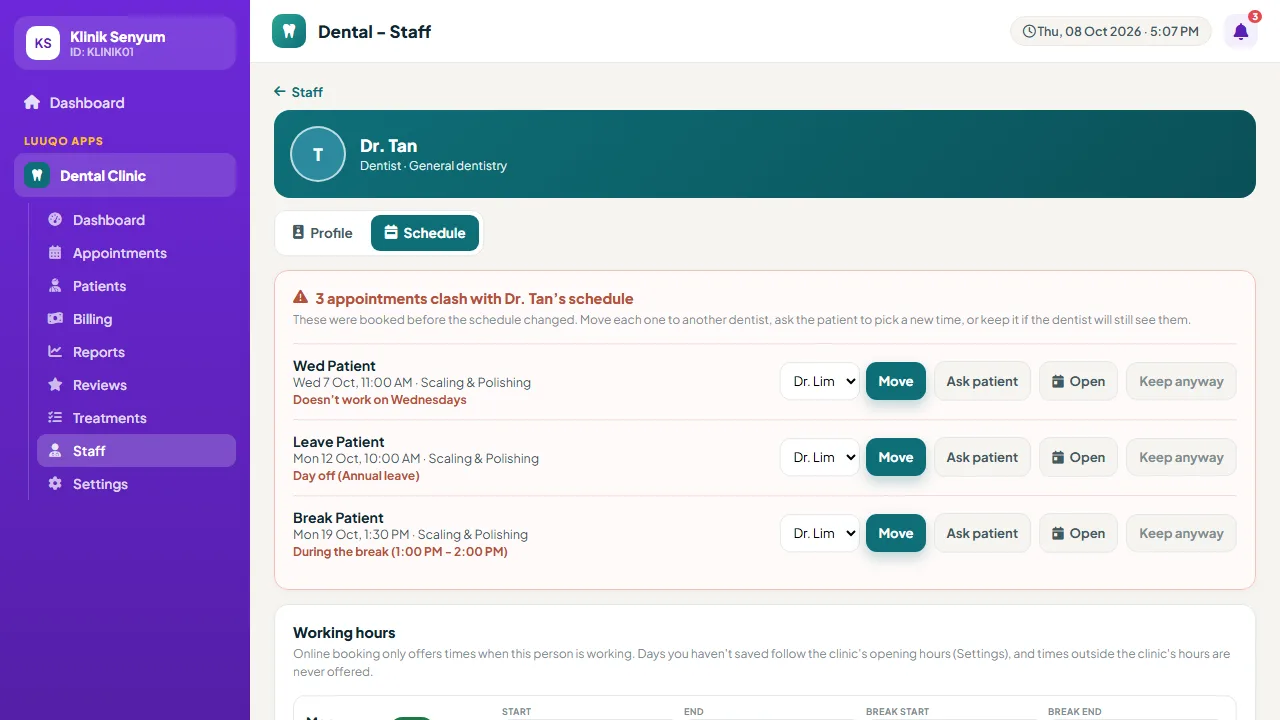 Dentist schedule